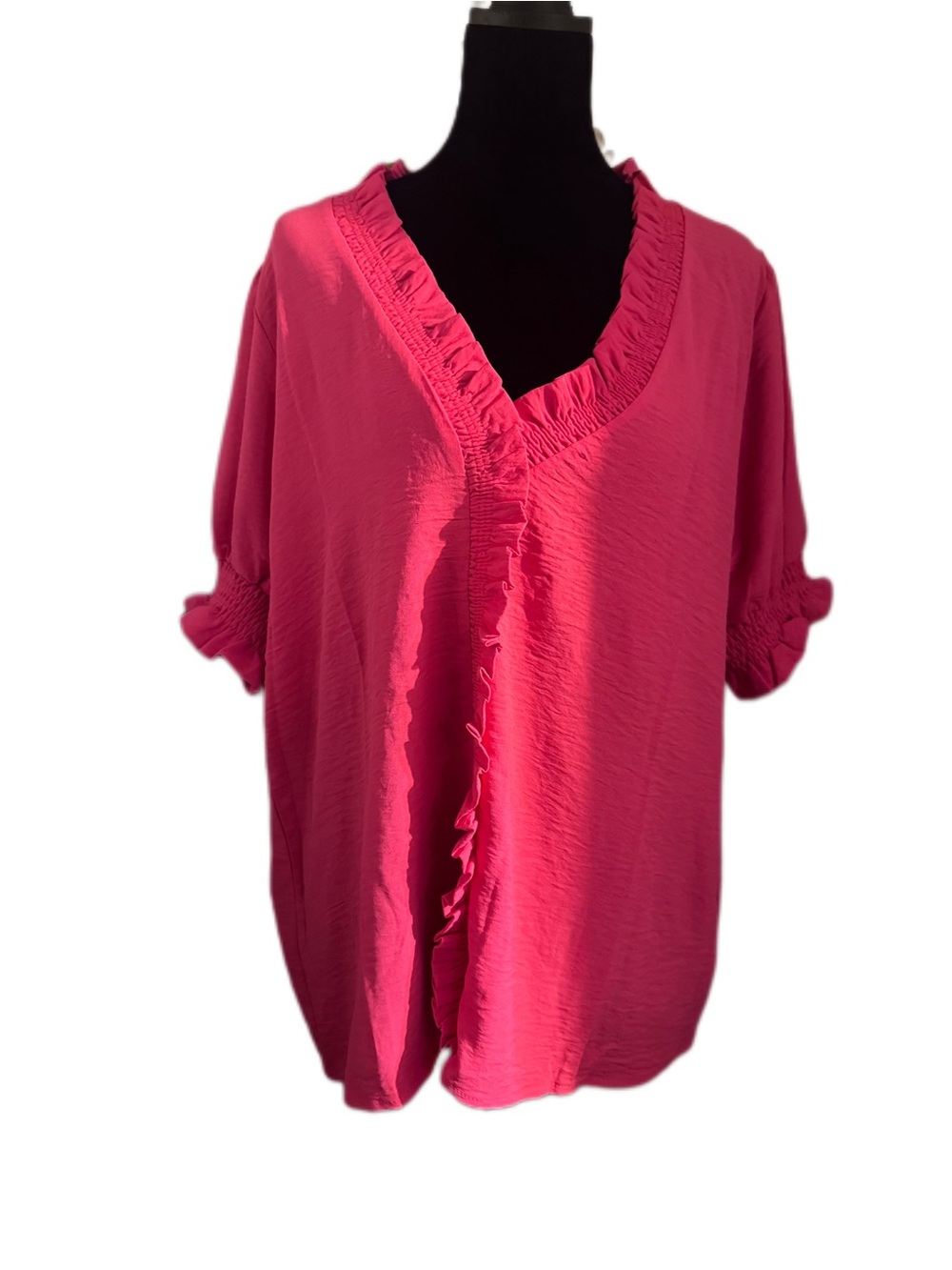 🌺 Bright Pink Ruffle Sleeve Blouse – Boutique Style 🌺